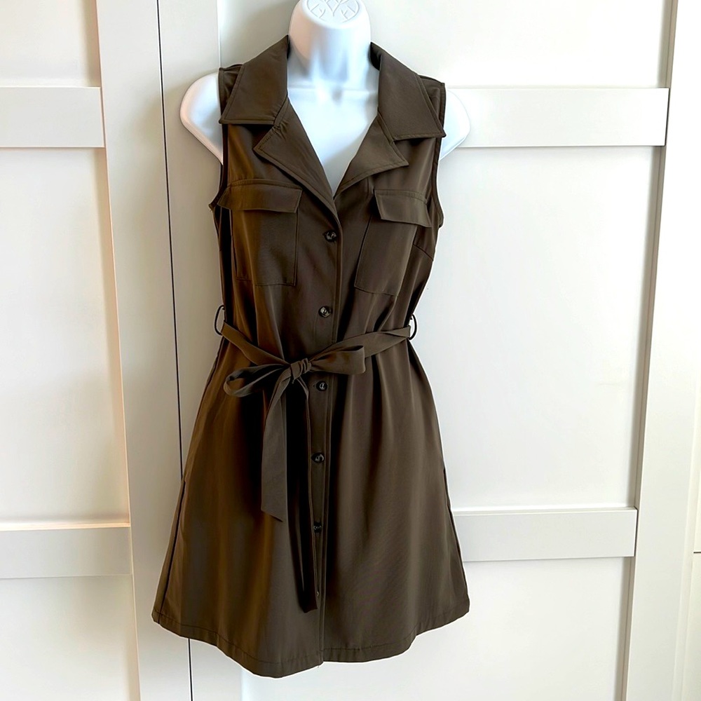 Blushing Heart Olive Green Dress waist tie small